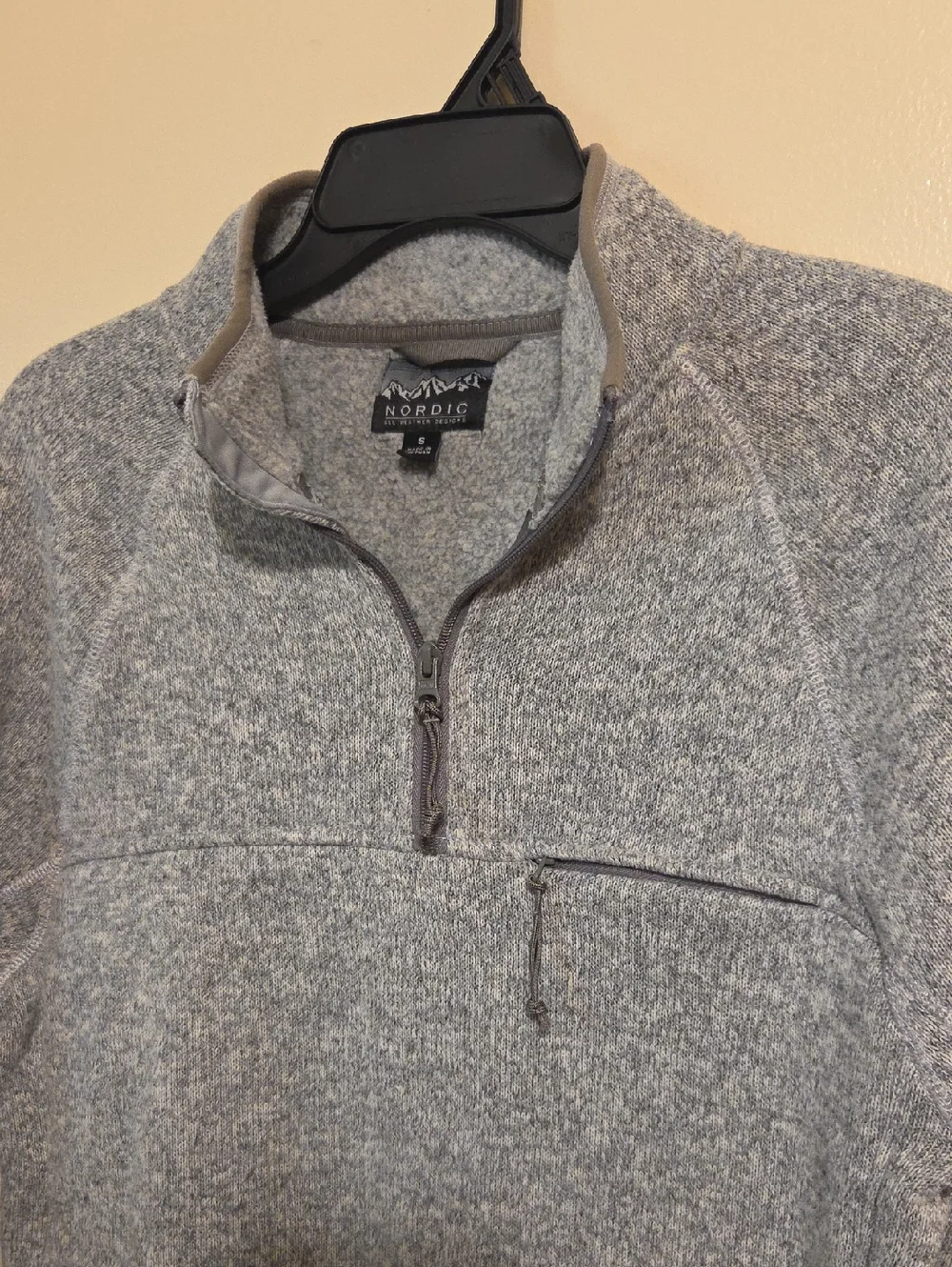 J. Crew Mens Grey Nordic Zip Pullover Jacket All Weather Polartec Sweater Fleece